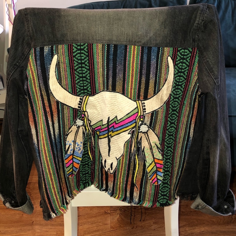 Large jean jacket with cool stitching!